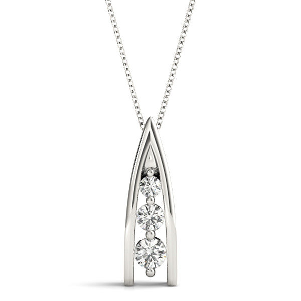 14K White Gold 0.35ctw Lab Diamond 3-Stone Pendant