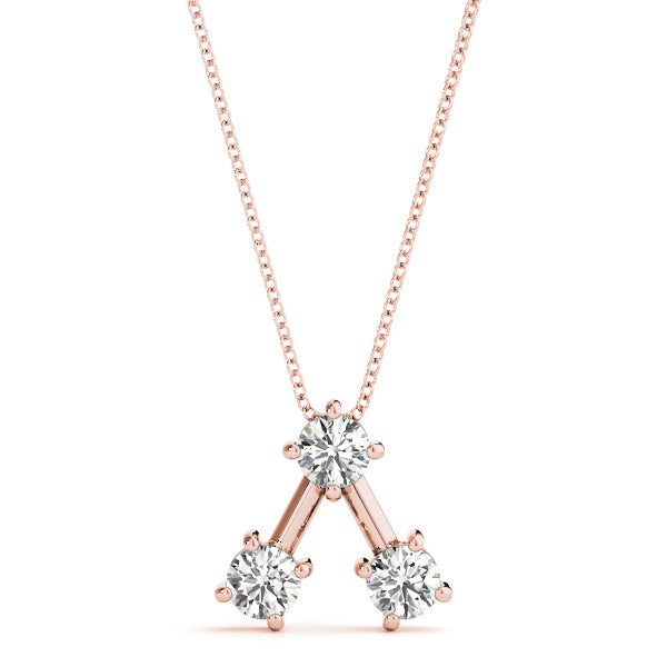 Rose Gold 3-Stone Lab Diamond Pendant