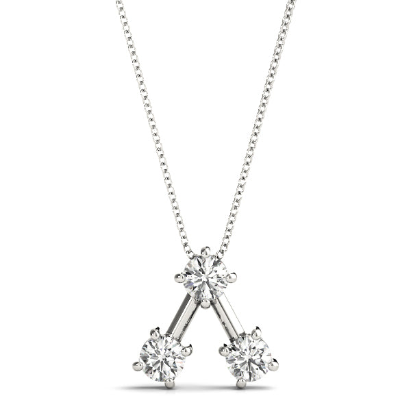 White Platinum 3-Stone Lab Diamond Pendant