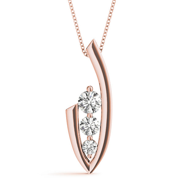 18K Rose Gold Lab Diamond 3-Stone Pendant