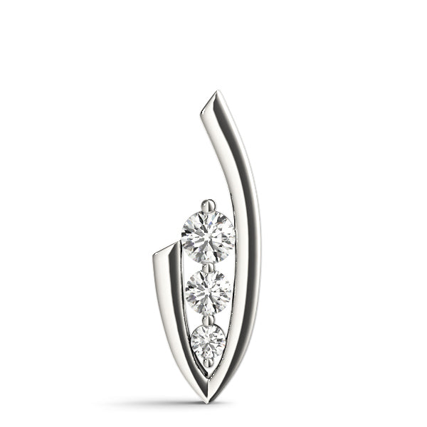 14K White Gold Lab Diamond 3-Stone Pendant