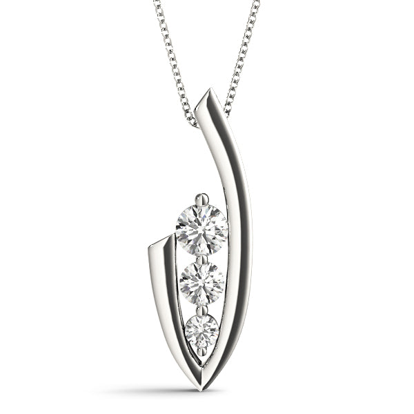 14K White Gold Lab Diamond 3-Stone Pendant