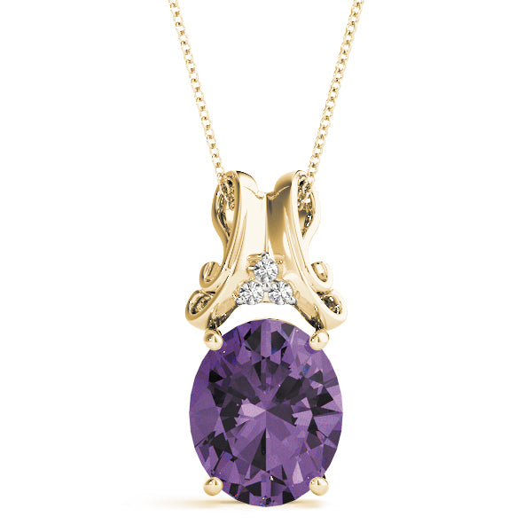 14K Yellow Gold Diamond Oval Pendant