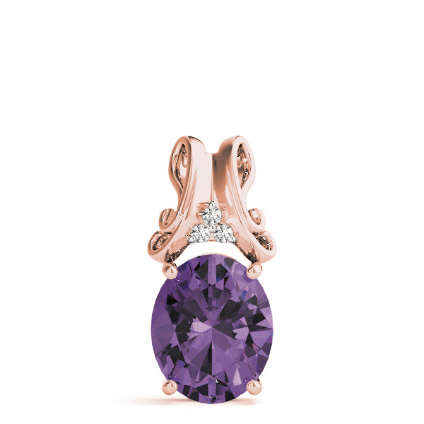 14K Rose Gold Oval Diamond Fashion Pendant