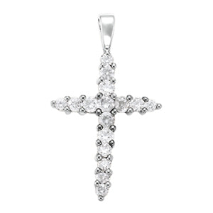 Platinum Diamond Cluster Fashion Cross Pendant