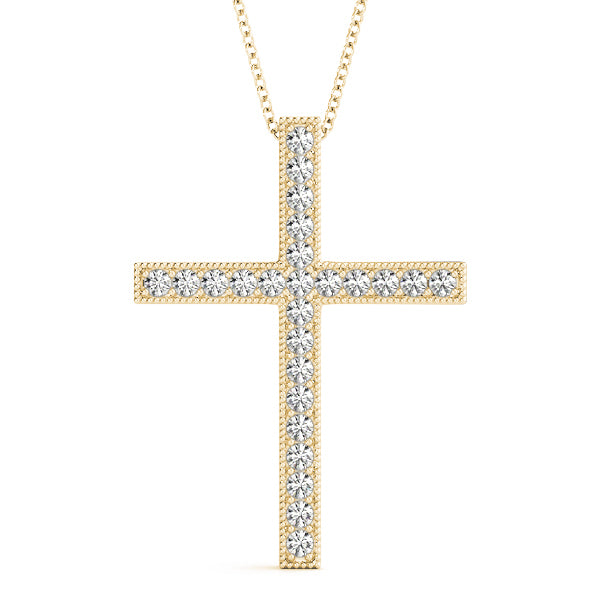 18K Yellow Gold Diamond Cross Pendant Jewelry