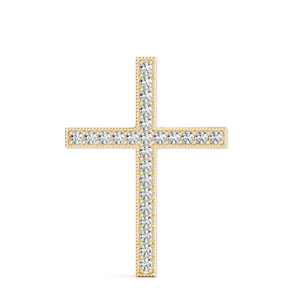 18K Yellow Gold Diamond Cross Pendant Jewelry