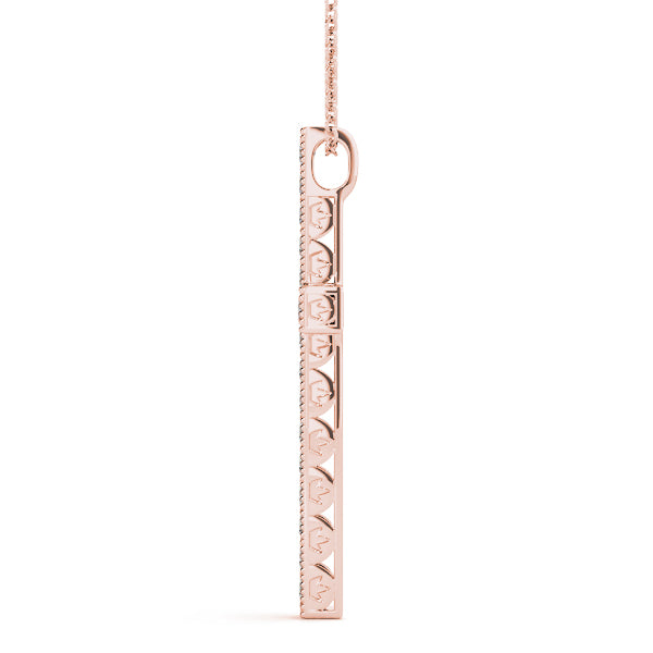 14K Rose Gold Diamond Religious Cross Pendant