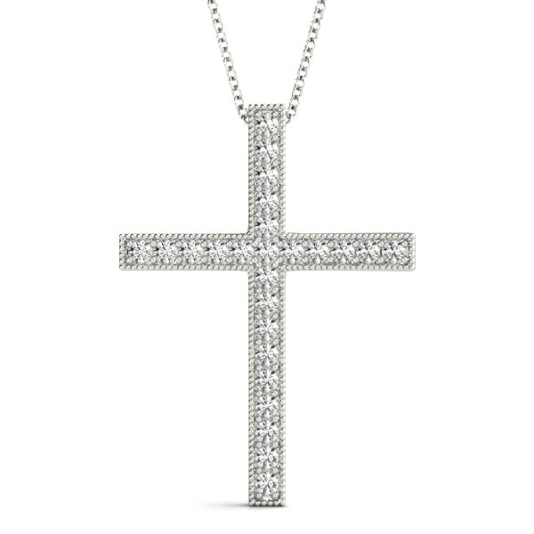 18K White Gold Diamond Religious Cross Pendant