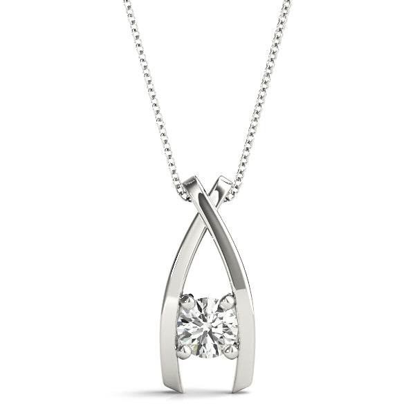 18K White Gold Diamond Solitaire Pendant