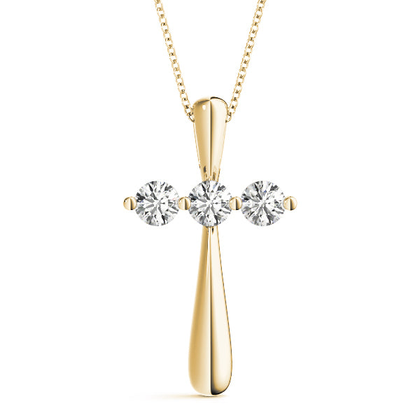 Diamond Religious Cross Pendant - 18K Yellow Gold