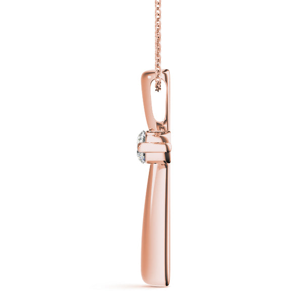 18K Rose Gold Diamond Religious Cross Pendant