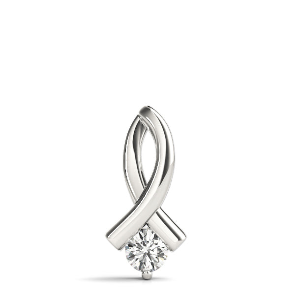 18K White Gold Diamond Solitaire Pendant