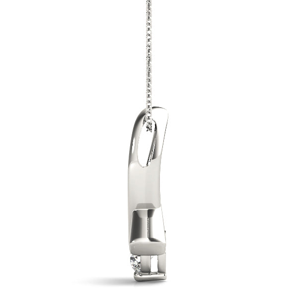 18K White Gold Diamond Solitaire Pendant