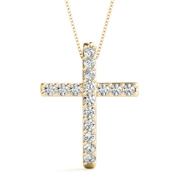 Diamond Religious Cross Pendant - 14K Yellow Gold