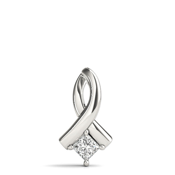 14K White Gold Square Diamond Pendant