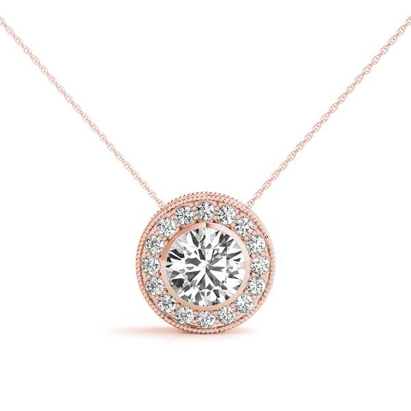 Rose Gold 18K Lab Diamond Halo Pendant