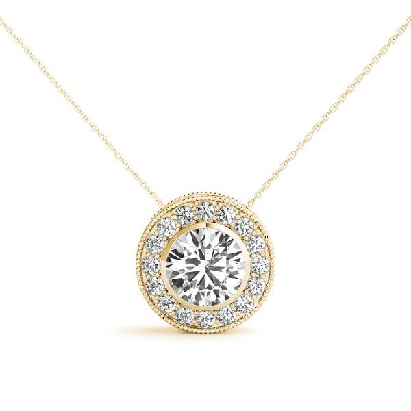 Yellow Gold Lab Diamond Halo Pendant