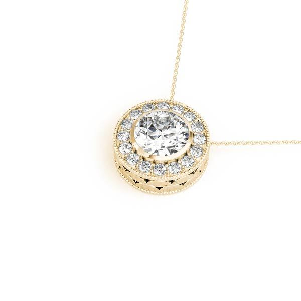 Yellow Gold Lab Diamond Halo Pendant