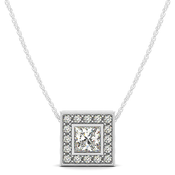 White Platinum Diamond Halo Pendant