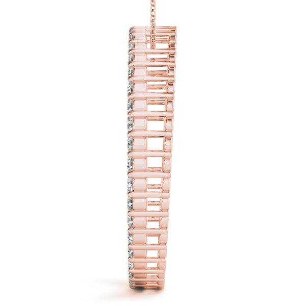14K Rose Gold Round Diamond Circle Pendant