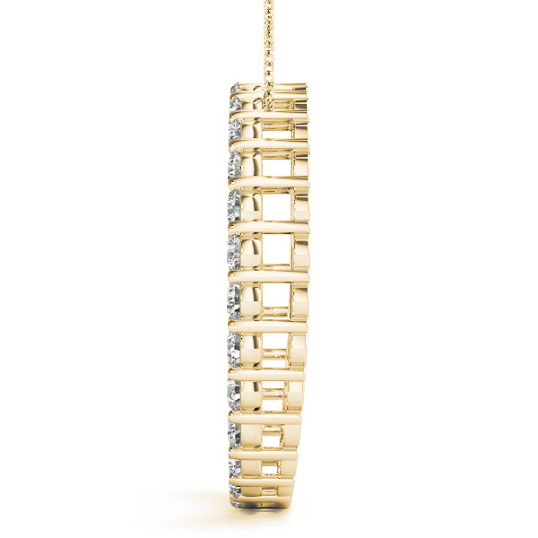 14K Yellow Gold Round Diamond Circle Pendant