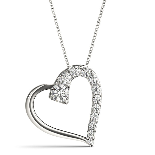 14K White Gold Lab Diamond Heart Pendant