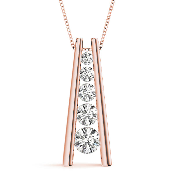 14K Rose Gold Diamond Journey Pendant