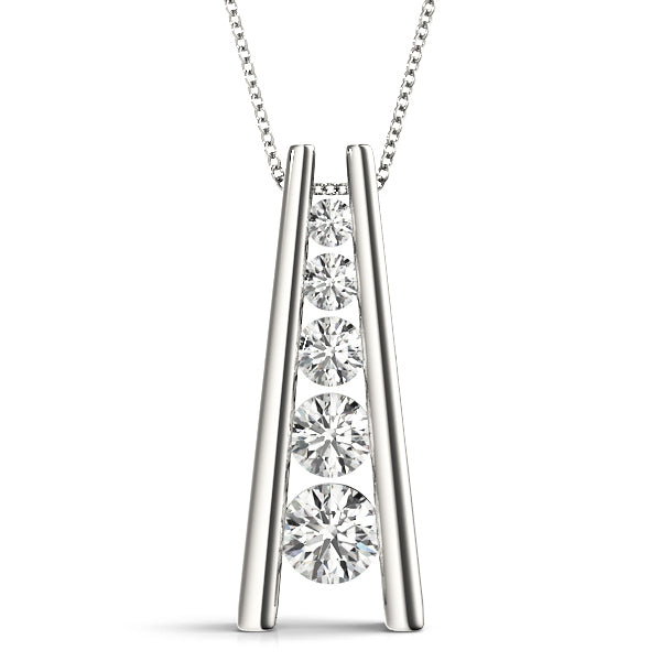 14K White Gold Diamond Journey Pendant