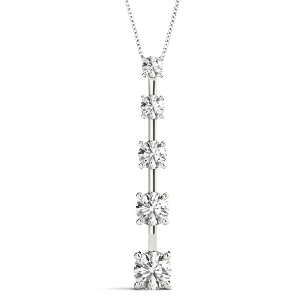 14K White Gold Diamond Journey Pendant
