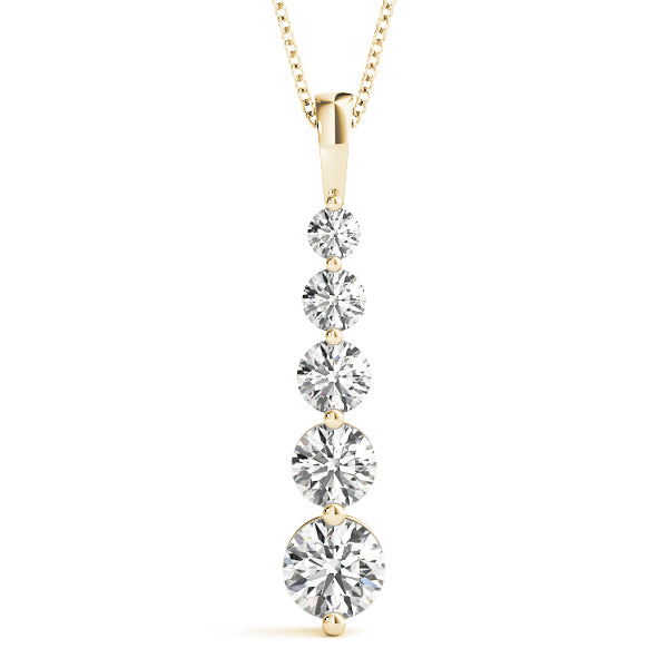 18K Yellow Gold Round Diamond Journey Pendant