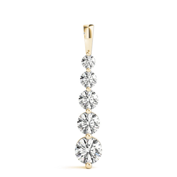 14K Yellow Gold Round Diamond Pendant