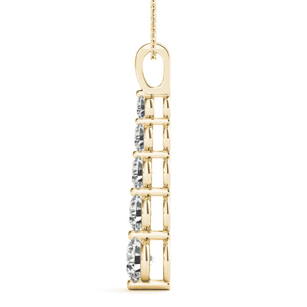 14K Yellow Gold Round Diamond Pendant