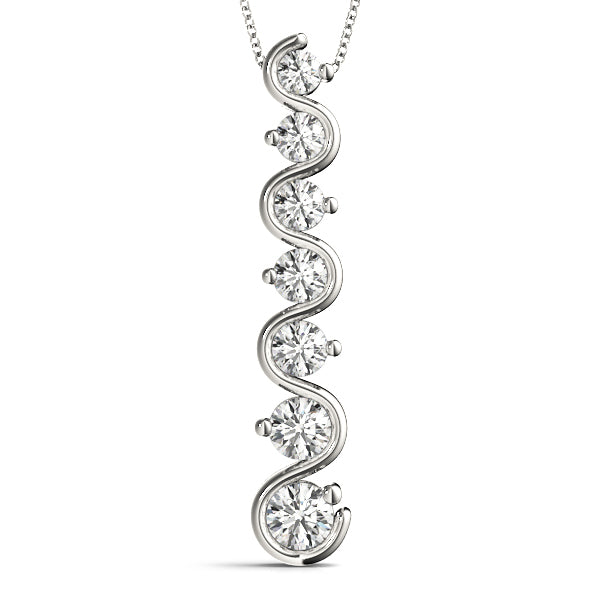 14K White Gold Lab Diamond Journey Pendant