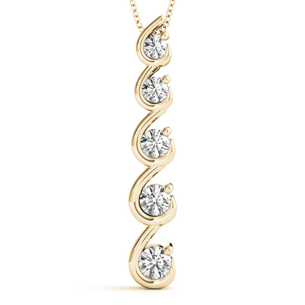 18K Yellow Gold Round Diamond Journey Pendant