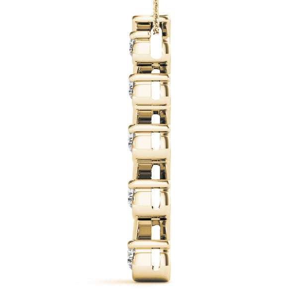 18K Yellow Gold Round Diamond Journey Pendant
