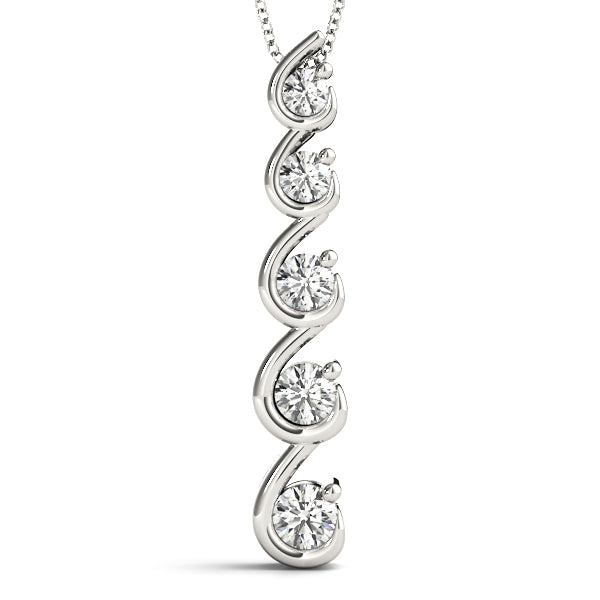 18K White Gold Lab Diamond Journey Pendant