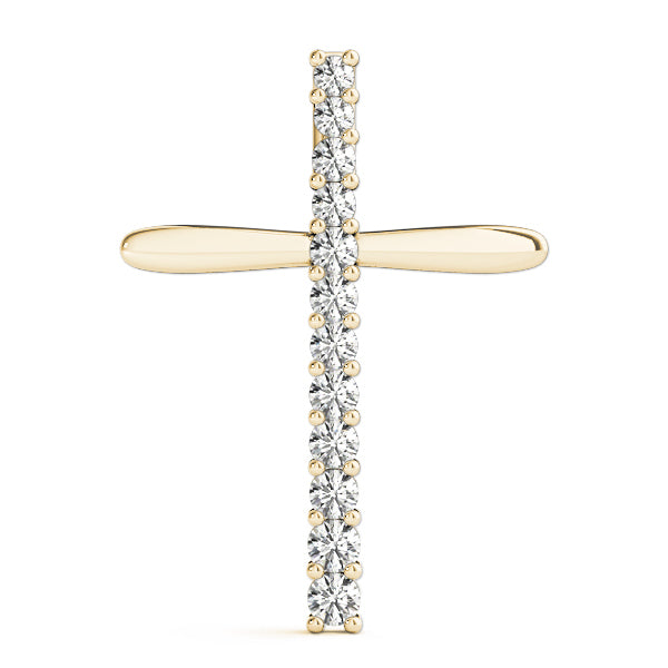 18K Yellow Gold Diamond Cross Pendant