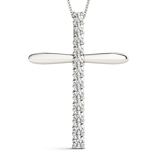 14K White Gold Diamond Religious Cross Pendant