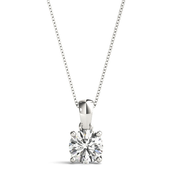 1 CT Lab Diamond Solitaire Pendant in 14K White Gold