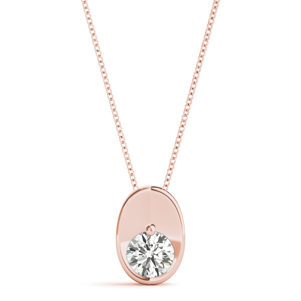 18K Rose Gold Round Diamond Solitaire Pendant