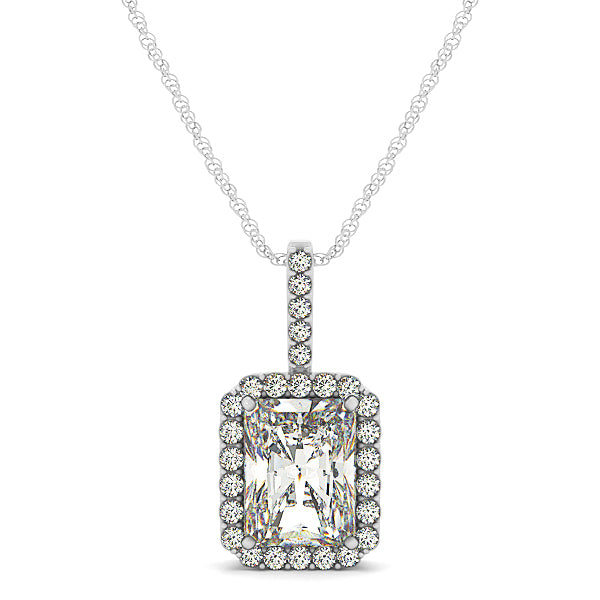 Diamond Halo 14K White Gold Pendant