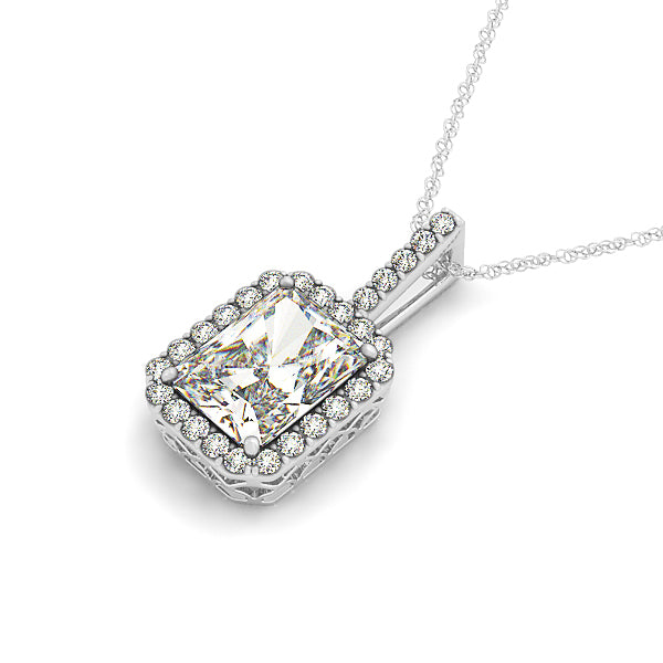 Diamond Halo 14K White Gold Pendant