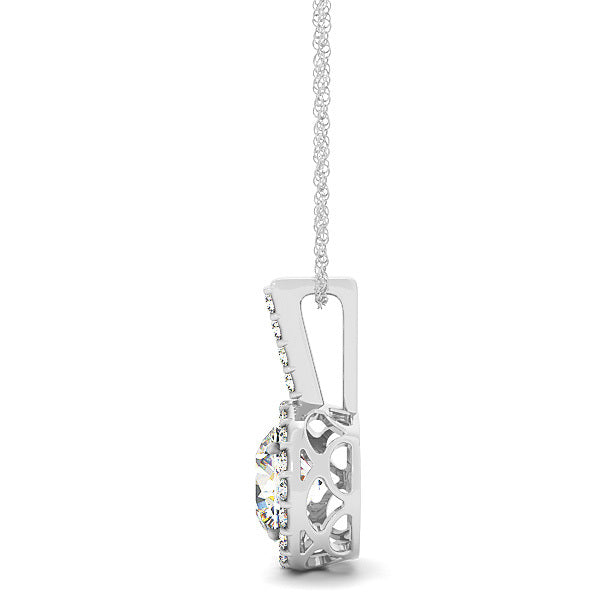 Platinum Round Diamond Halo Pendant