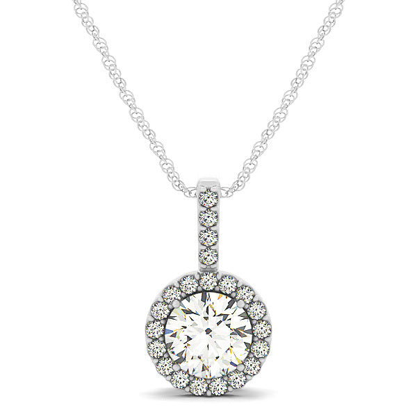 Platinum Round Diamond Halo Pendant | 3/8 ct tw