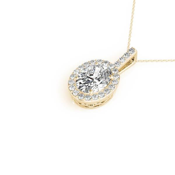 14K Yellow Gold Oval Diamond Halo Pendant