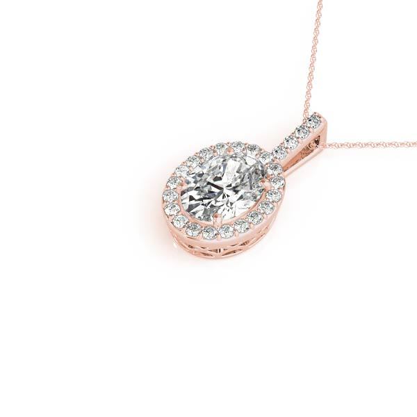 Rose Gold 1/5 CT Diamond Oval Halo Pendant