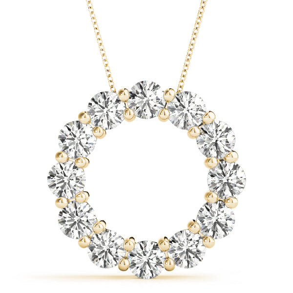 14K Yellow Gold Diamond Circle Pendant - 3 ctw