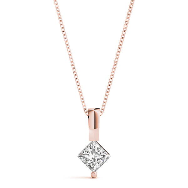 Rose Gold Square Diamond Solitaire Pendant