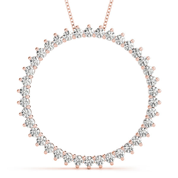 14K Rose Gold Diamond Circle Pendant
